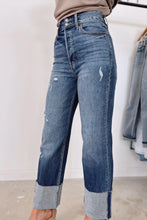 Load image into Gallery viewer, Blue High Waist Distressed Straight Leg Jeans

