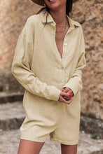 Load image into Gallery viewer, Half Button Shirt Collar Long Sleeve Loose Romper