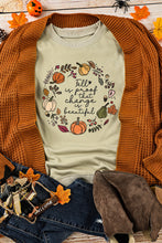 Load image into Gallery viewer, Khaki Fall Vibe Pumpkin Print Round Neck Sweatshirt