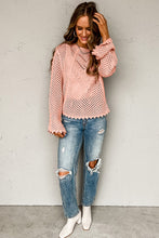 Load image into Gallery viewer, Pink Hollowed Eyelets Knit Bell Sleeve Sweater