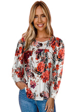 Load image into Gallery viewer, Red Retro Floral Long Sleeve Blouse