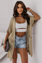 Load image into Gallery viewer, Khaki Dolman Half Sleeve Pocketed Long Cardigan