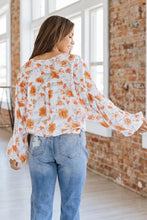 Load image into Gallery viewer, White Tassel Tie V Neck Bubble Sleeve Floral Blouse