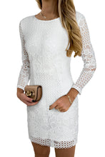 Load image into Gallery viewer, Lace Hollowed Long Sleeve Bodycon Dress
