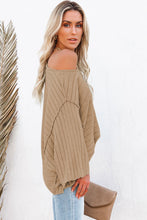 Load image into Gallery viewer, Brown Exposed Seam Ribbed Knit Dolman Top