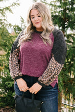 Load image into Gallery viewer, Multicolor Leopard Colorblock Long Sleeve Plus Size Top