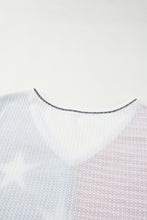 Load image into Gallery viewer, Multicolor Stripes Stars Print Knit Short Sleeves Top