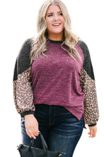Load image into Gallery viewer, Multicolor Leopard Colorblock Long Sleeve Plus Size Top