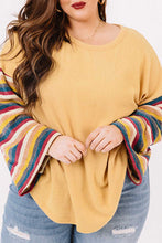 Load image into Gallery viewer, Yellow Serape Striped Bell Sleeve Plus Size Top
