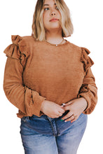 Load image into Gallery viewer, Plus Size Solid Ruffled Tiered Long Sleeve Top