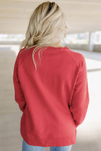 Load image into Gallery viewer, Fiery Red Chenille MERRY Christmas Raglan Sleeve Sweatshirt