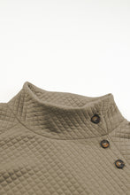 Load image into Gallery viewer, Apricot Quilted Buttoned Neckline Stand Neck Pullover Sweatshirt