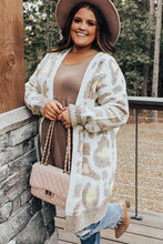 Load image into Gallery viewer, Beige Plus Size Leopard Pattern Cardigan