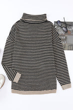 Load image into Gallery viewer, Black Striped Turtleneck Loose Sweater

