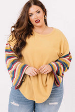 Load image into Gallery viewer, Yellow Serape Striped Bell Sleeve Plus Size Top