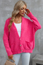 Load image into Gallery viewer, Rose Buttons Front Pocketed Sweater Cardigan