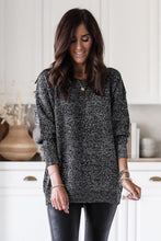 Load image into Gallery viewer, Black Glittering Long Sleeve Tunic Sweater