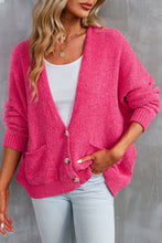 Load image into Gallery viewer, Rose Buttons Front Pocketed Sweater Cardigan