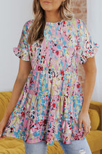 Load image into Gallery viewer, Floral Print Ruffle Sleeve Babydoll Top