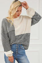 Load image into Gallery viewer, Black Neutral Colorblock Tie Back Sweater