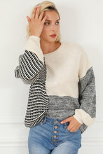 Load image into Gallery viewer, Black Neutral Colorblock Tie Back Sweater