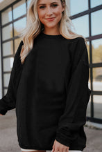 Load image into Gallery viewer, Black Ribbed Corded Oversized Sweatshirt