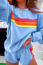 Load image into Gallery viewer, Beau Blue Striped Accent Pullover and Shorts Two Piece Casual Set
