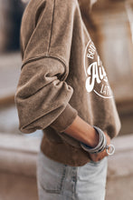 Load image into Gallery viewer, Brown Autumn Pumpkin Print Loose Drop Shoulder Sweatshirt