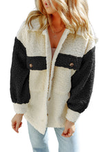 Load image into Gallery viewer, Black Color Block Sherpa Shacket with Pockets
