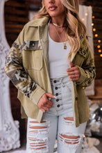 Load image into Gallery viewer, Khaki Aztec Print Patchwork Frayed Edge Corduroy Jacket