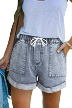 Load image into Gallery viewer, Pocketed Drawstring High Waist Denim Shorts