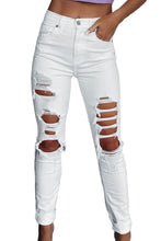 Load image into Gallery viewer, Distressed Ripped Holes High Waist Skinny Jeans
