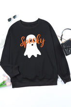 Load image into Gallery viewer, Black Halloween Spooky Ghost Print Crewneck Pullover Sweatshirt