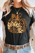 Load image into Gallery viewer, Black Halloween Sunflower Pumpkin Graphic Tee