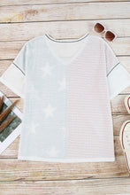 Load image into Gallery viewer, Multicolor Stripes Stars Print Knit Short Sleeves Top