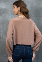 Load image into Gallery viewer, Khaki Game Day Graphic Crop Corded Knit Top