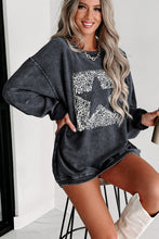 Load image into Gallery viewer, Gray Leopard Star Graphic Corded Sweatshirt