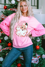 Load image into Gallery viewer, Pink Shiny Father Christmas Graphic Sequin Long Sleeve Top