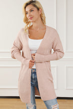 Load image into Gallery viewer, Smoke Gray Ribbed Trim Puff Sleeve Open Cardigan