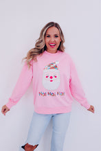 Load image into Gallery viewer, Pink HO HO HO Sequined Santa Claus Sweatshirt