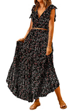 Load image into Gallery viewer, Multicolor Floral Ruffled Crop Top and Maxi Skirt Set

