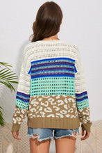 Load image into Gallery viewer, Multicolor Leopard Striped Mix Pattern Knit Crochet Sweater