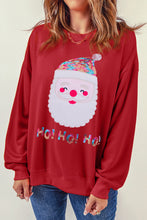 Load image into Gallery viewer, Fiery Red HO HO HO Sequined Santa Claus Sweatshirt