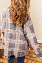 Load image into Gallery viewer, Sky Blue Fuzzy Plaid Collared Button Up Cardigan