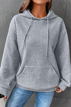 Load image into Gallery viewer, Lattice Textured Kangaroo Pocket Drawstring Hoodie