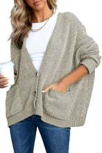 Load image into Gallery viewer, Gray Buttons Front Pocketed Sweater Cardigan