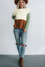 Load image into Gallery viewer, Parchment Ribbed Trim Color Block Sweater
