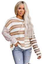 Load image into Gallery viewer, Stripe Blocked Drop Shoulder Slouchy Sweater