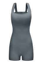 Load image into Gallery viewer, Ribbed Square Neck Padded Sports Romper
