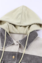 Load image into Gallery viewer, Gray Color Block Button Down Hooded Corduroy Jacket